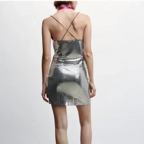 Mango Silver Sequin Mini Dress - Picture 2 of 15